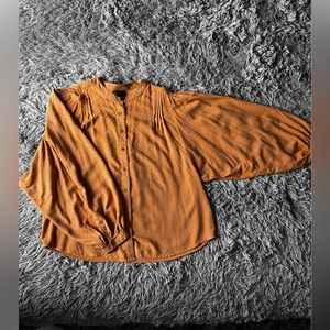 Worthington NWT Shirt Womens M Medium Toffee Brown Button Up Blouse Long Sleeve